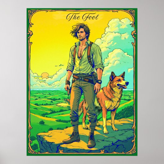 タロットカードイラストレーションザフール ポスター (正面)