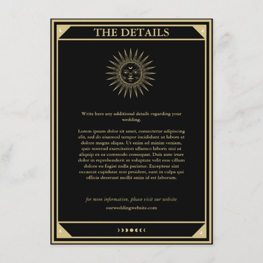 タロットカードエレガントなウェディング詳細ヴィンテージ日 エンクロージャーカード (正面)