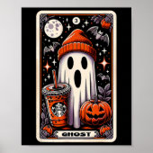タロットカードキュート幽霊不気味シーズンハロウィーンのカボチャのちょうちん ポスター (正面)