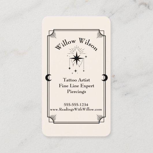 タロットカードタトゥーアーティストシアルビジネスカード 名刺 (裏面)
