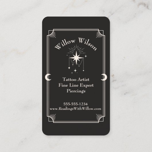 タロットカードタトゥーアーティストシアルビジネスカード 名刺 (裏面)