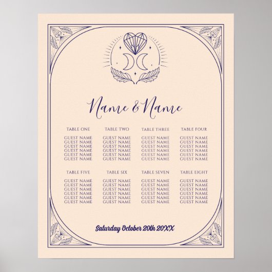 タロットカードテーブル8座結婚座のクリスタルムーン ポスター (正面)