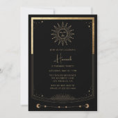 タロットカードブラック金ゴールド神秘的誕生日招待状 招待状 (正面)