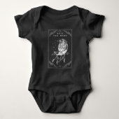 タロットカードムーンアンドキャットクレセントイラストレーション ベビーボディスーツ (正面)