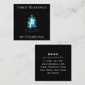 タロットカードリーディング神秘的なウィッチーブラック&ホワイト スクエア名刺 (正面/裏面)