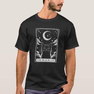 タロットカードヴィンテージ三日月黒猫ママ猫 Tシャツ