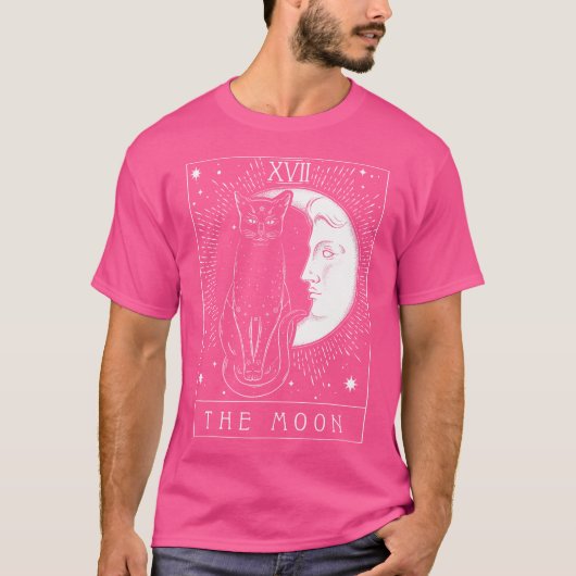 タロットカード三日月と猫グラフィック Tシャツ (正面)