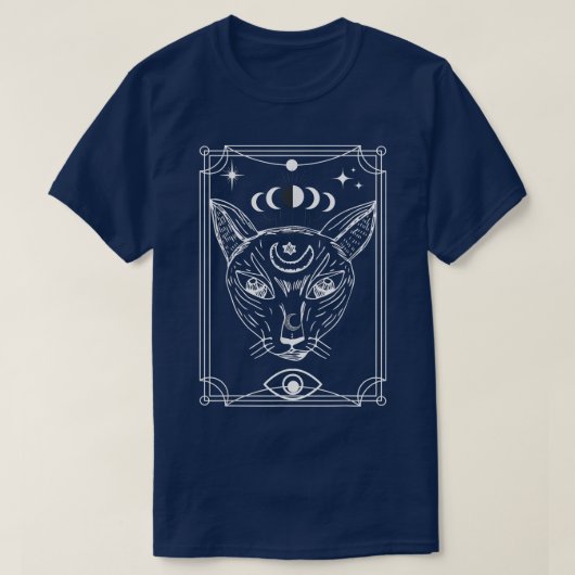 タロットカード三日月と猫 Tシャツ (デザイン正面)