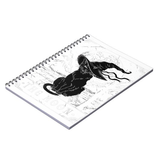 タロットカード三日月と黒猫ウィッチハットH ノートブック (左側)