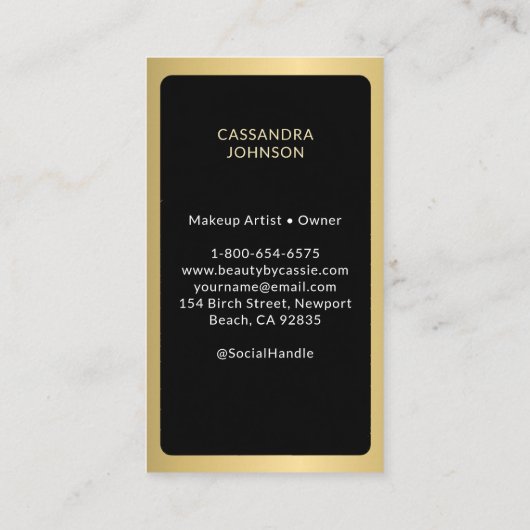 タロットカード化粧ヘアドレッサーブラックエステティシャン 名刺 (裏面)