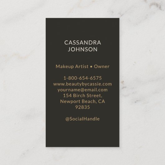 タロットカード化粧美容師エステティシャンブラック 名刺 (裏面)