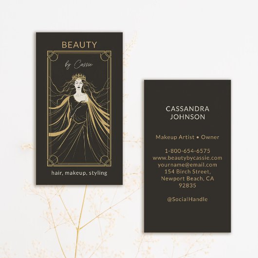 タロットカード化粧美容師エステティシャンブラック 名刺