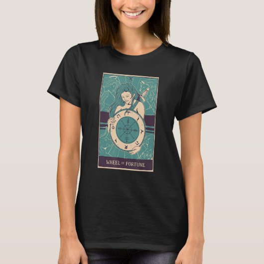 タロットカード占いオカルトのホイール Tシャツ (正面)