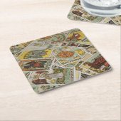 タロットカード占い師 スクエアペーパーコースター (アングル)
