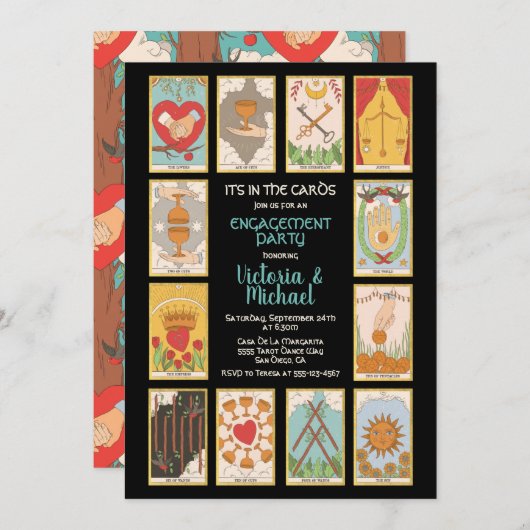 タロットカード婚約パーティ招待状 招待状 (正面/裏面)