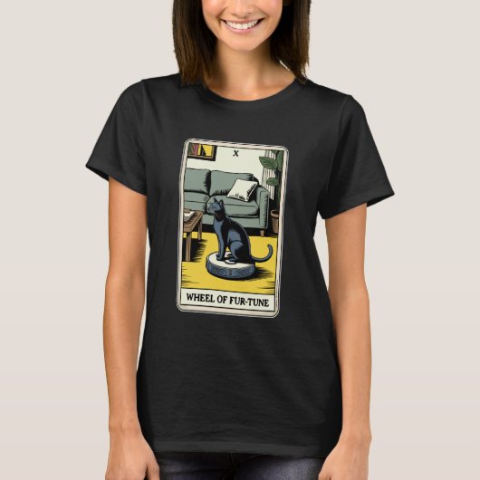 タロットカード運命の猫ロボット掃除機 クリーン Tシャツ (正面)