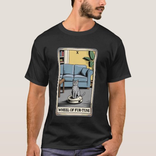 タロットカード運命の猫ロボット掃除機 クリーン Tシャツ (正面)