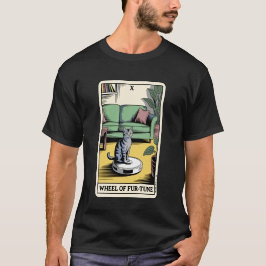 タロットカード運命の猫ロボット掃除機 クリーン Tシャツ (正面)