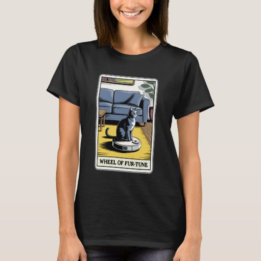 タロットカード運命の猫ロボット掃除機 クリーン Tシャツ (正面)