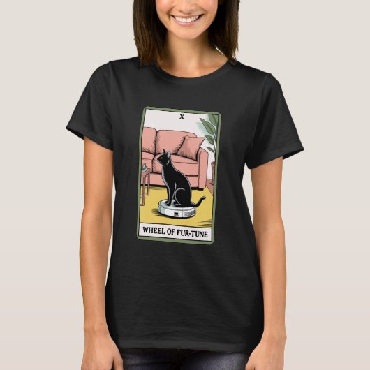 タロットカード運命の猫ロボット掃除機 クリーン Tシャツ (正面)