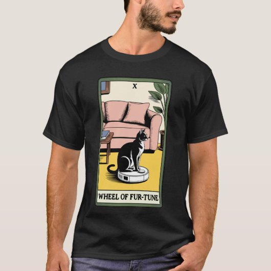タロットカード運命の猫ロボット掃除機 クリーン Tシャツ (正面)