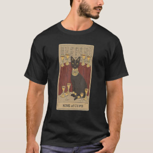 タロットカード9カップと猫コズミックグラフィック猫 Tシャツ
