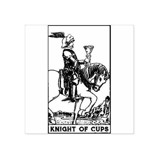 タロットカード:カップの騎士:パーソナライズされた文字 ラバースタンプ (インプリント)