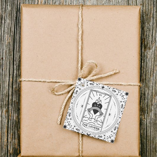 タロットカード | ブライズシャワー | ウェディング | 現代のモノクローム フェイバータグ