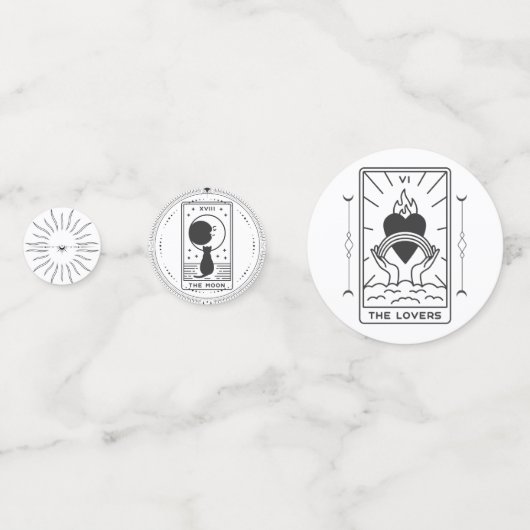 タロットカード | ブライズシャワー | 結婚式 | 現代のモノクローム コンフェッティ (裏面)