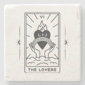 タロットカード |ブライダルシャワー | 結婚s |モダン B+W ストーンコースター (正面)