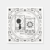 タロットカード |ブライダルシャワー | 結婚s |恋人B+W スタンダードカクテルナプキン (正面)