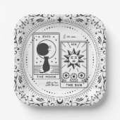 タロットカード |ブライダルシャワー | 結婚s |恋人B+W ペーパープレート (正面)