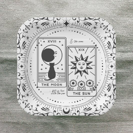 タロットカード |ブライダルシャワー | 結婚s |恋人B+W ペーパープレート