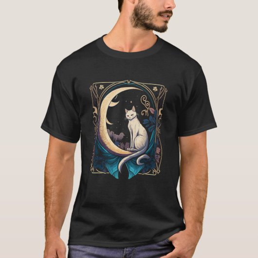 タロットカード 三日月と猫 グラフィック Tシャツ (正面)