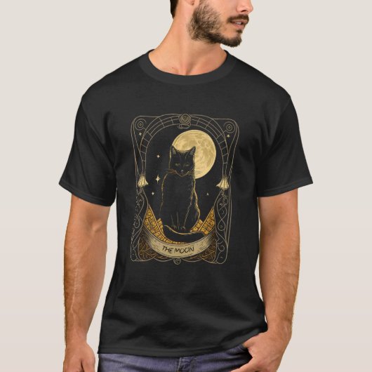 タロットカード 三日月と猫 グラフィック Tシャツ (正面)