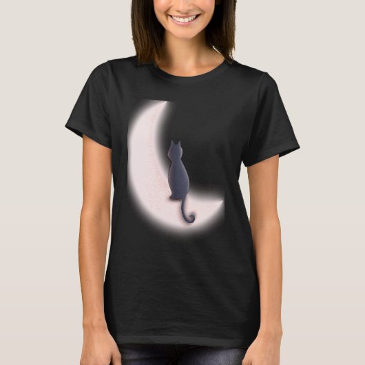 タロットカード 三日月と黒猫 Tシャツ (正面)