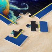 タロットカード、世界、深いブルー ジグソーパズル (側面)