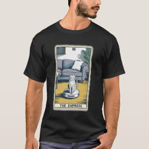 タロットカード 女帝 猫のロボット掃除機 Tシャツ