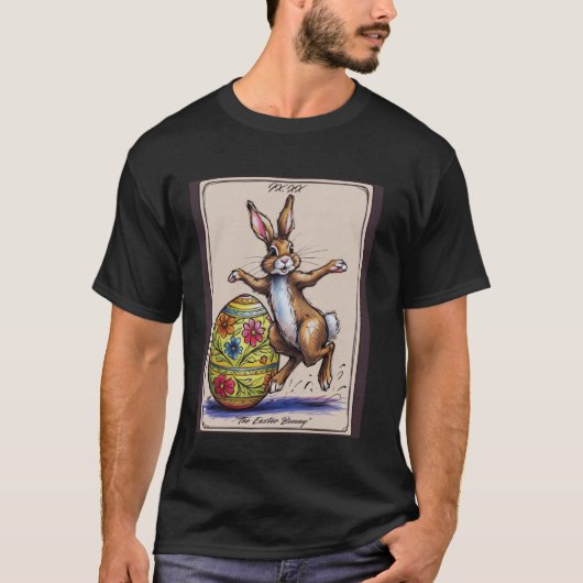 タロットカード 幸せなイースターバニー 春のイースターエッグ イースター Tシャツ (正面)