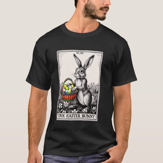 タロットカード 幸せなイースターバニー 春のイースターエッグ イースター Tシャツ (正面)