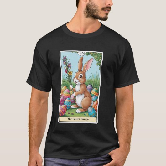 タロットカード 幸せなイースターバニー 春のイースターエッグ Ea Tシャツ (正面)