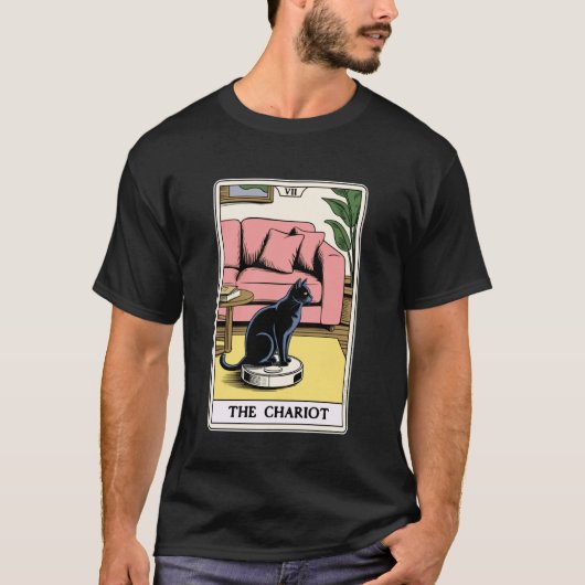 タロットカード 御者 猫 ロボット掃除機 Fu Tシャツ (正面)