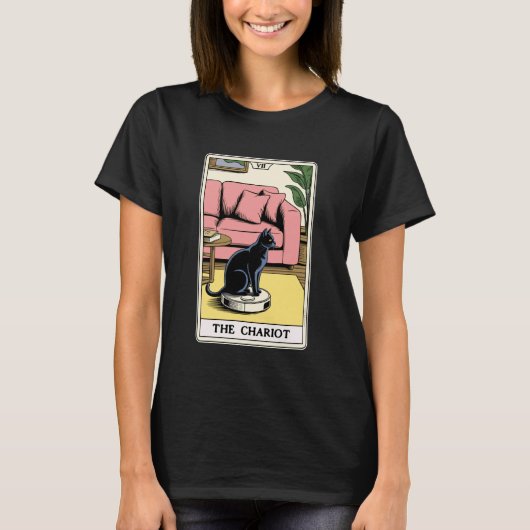 タロットカード 御者 猫 ロボット掃除機 Fu Tシャツ (正面)