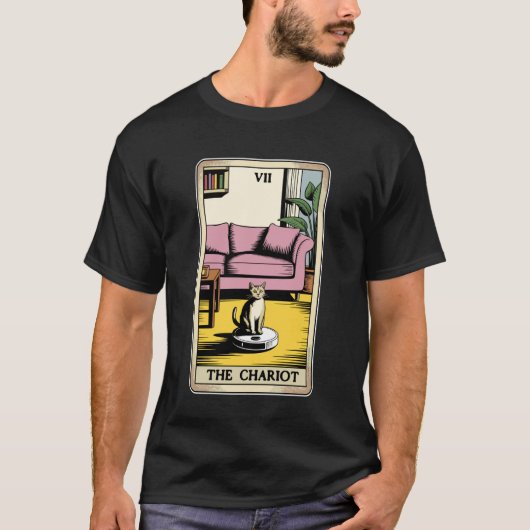 タロットカード 戰車 猫 ロボット掃除機 Fu Tシャツ (正面)