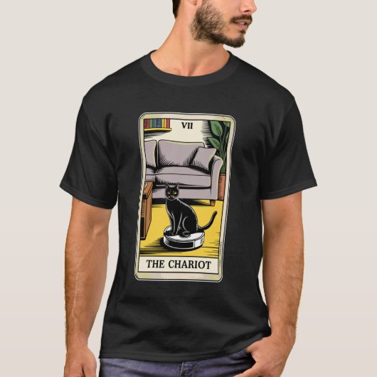 タロットカード 戰車 猫 ロボット掃除機 Fu Tシャツ (正面)