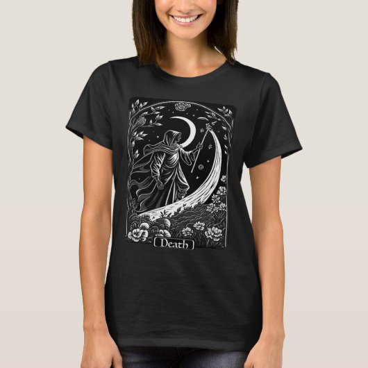 タロットカード 死神 骸骨 オカルト ゴシック 魔女 Tシャツ (正面)