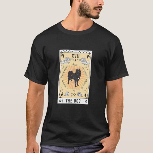 タロットカード 犬 ハスキー 天体 宇宙 銀河 Tシャツ (正面)