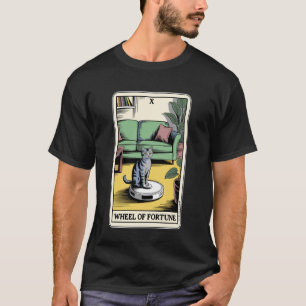 タロットカード 運命の輪 ロボット掃除機の上の猫 Cl Tシャツ
