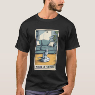 タロットカード 運命の輪 ロボット掃除機の上の猫 Cl Tシャツ