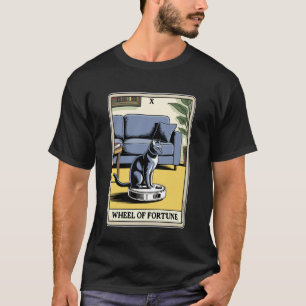 タロットカード 運命の輪 ロボット掃除機の上の猫 Cl Tシャツ
